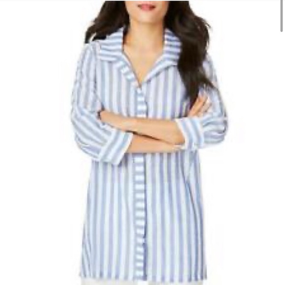 Foxcroft NYC Blue Striped Button Down 18W - Picture 3 of 10